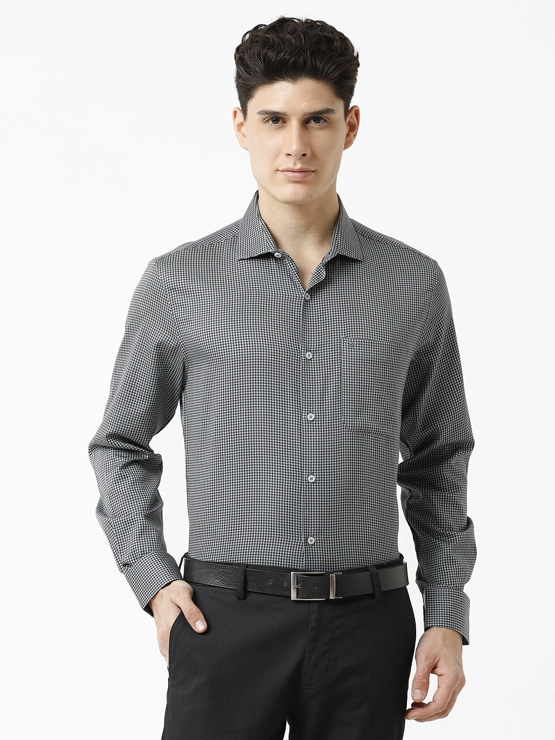 Croydon UK Men's Grey Geometric Print Shirt